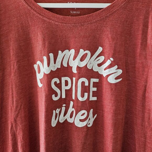 Torrid Top 3X Red-Orange Pumpkin Spice Vibe Graphic T-Shirt Slim Fit Blouse - Picture 8 of 8